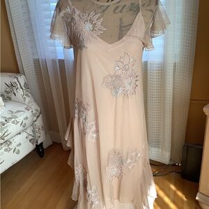 Zara Trafaluc Beige Lace dress with under slip